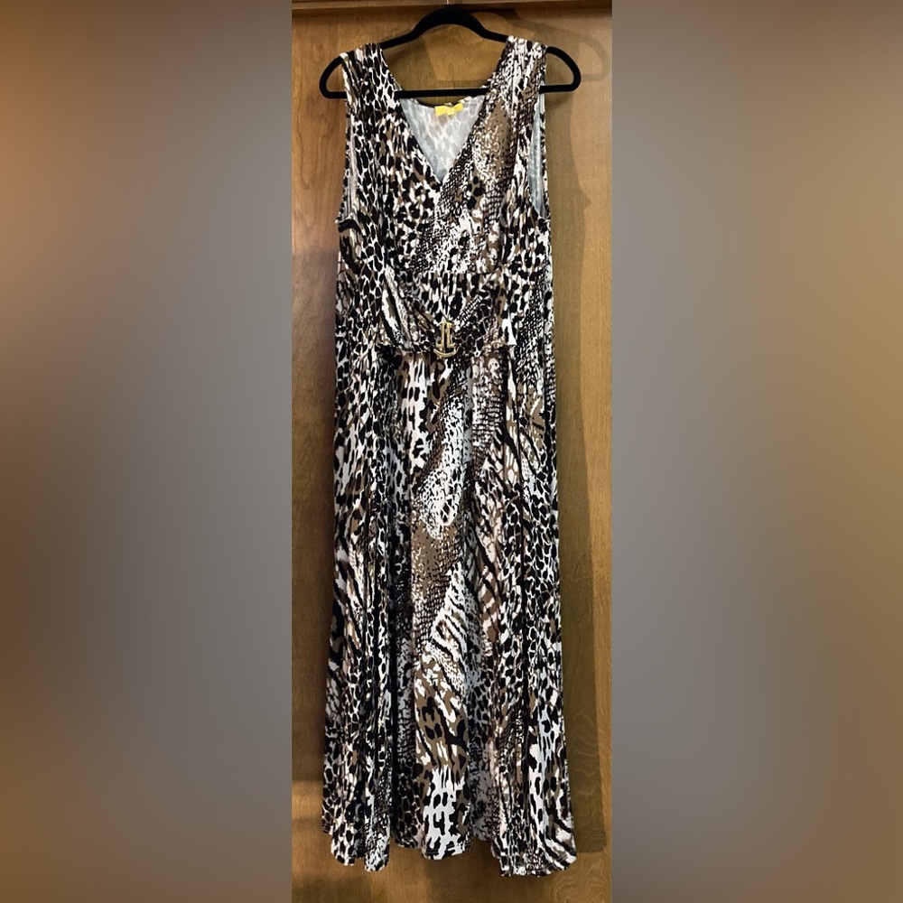 Liz Lange Animal Print Maxi Dress with Gold Accent Buckle